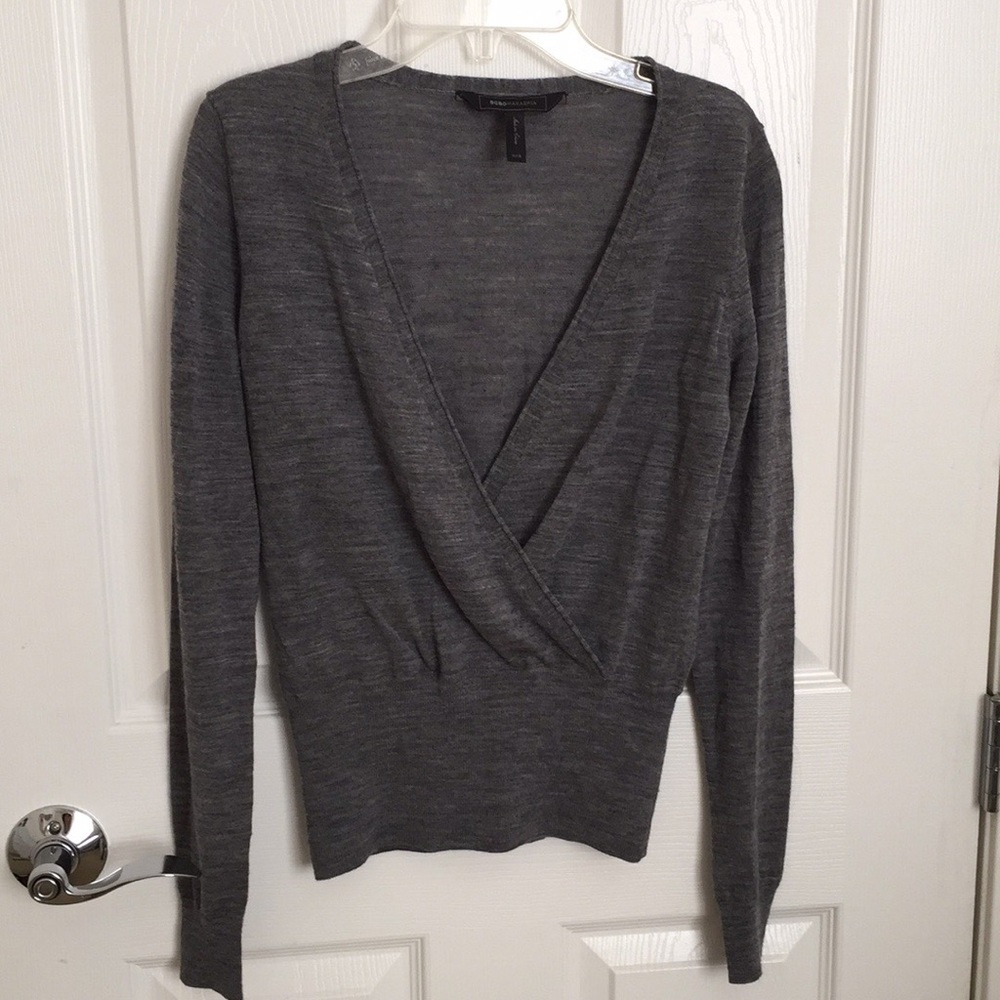 Bcbg Maxazria gray merino wool sweater